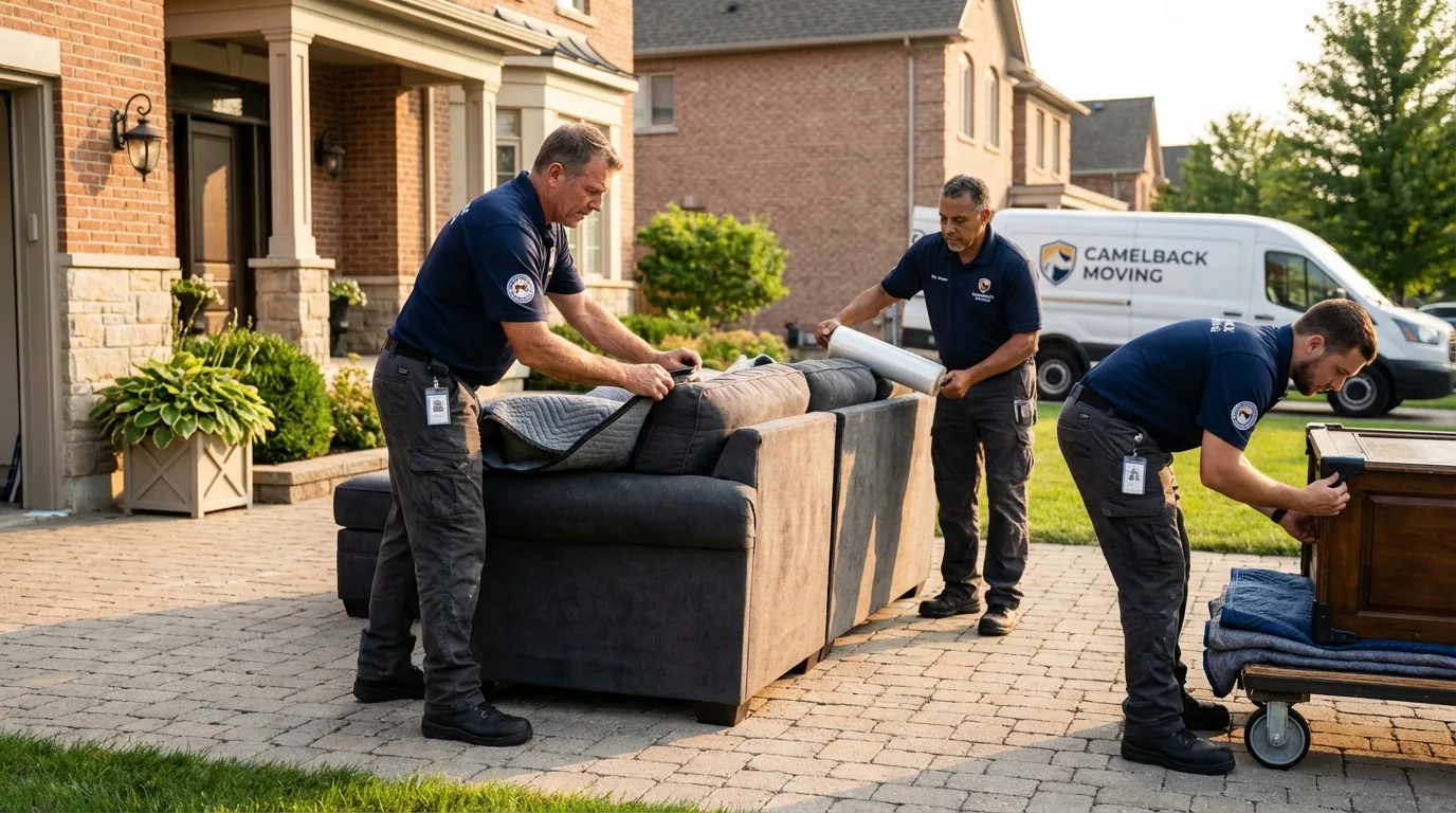 Large estate moving crew wrapping furniture in Suitland, MD